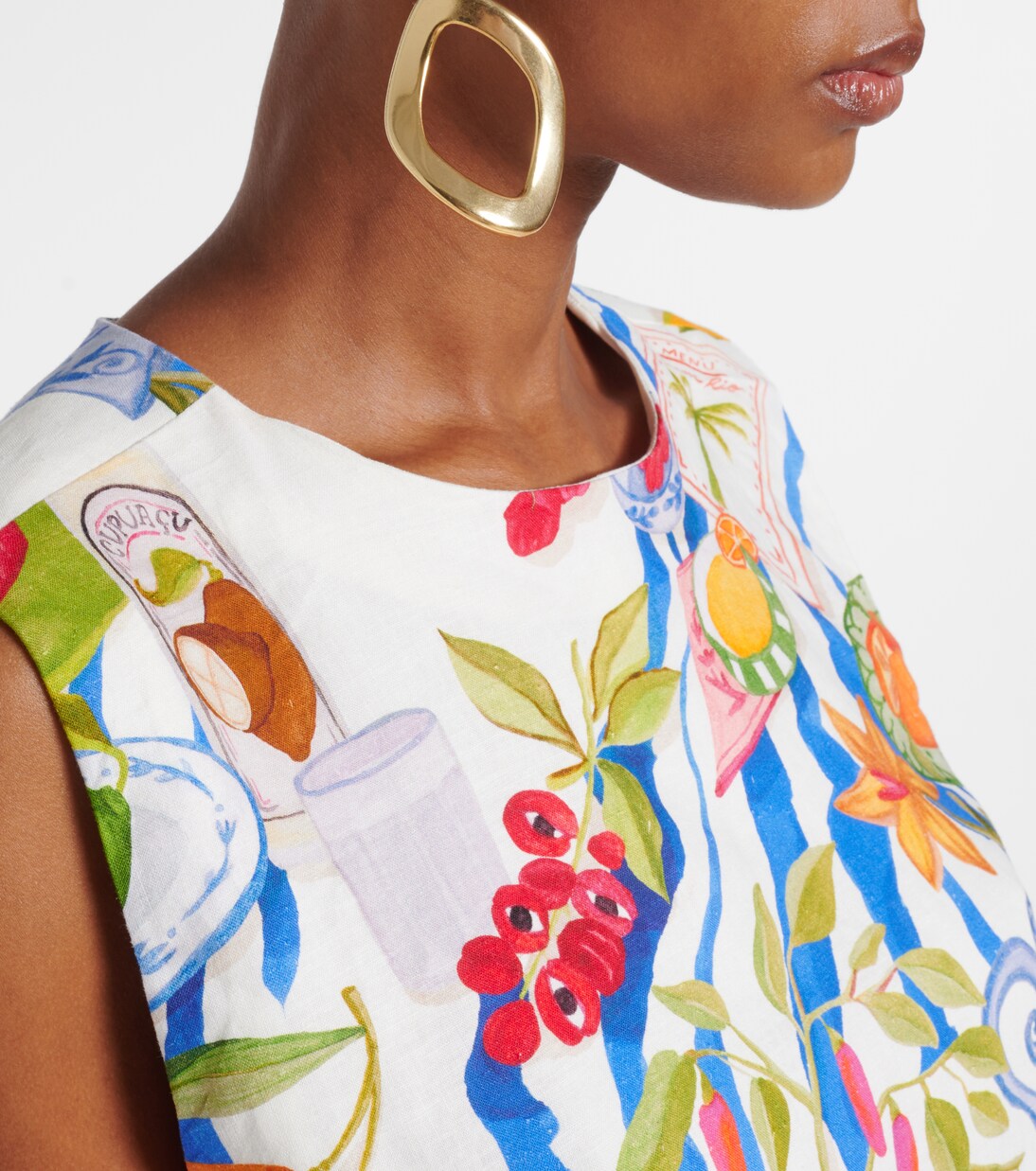 Printed linen-blend crop top | Farm Rio