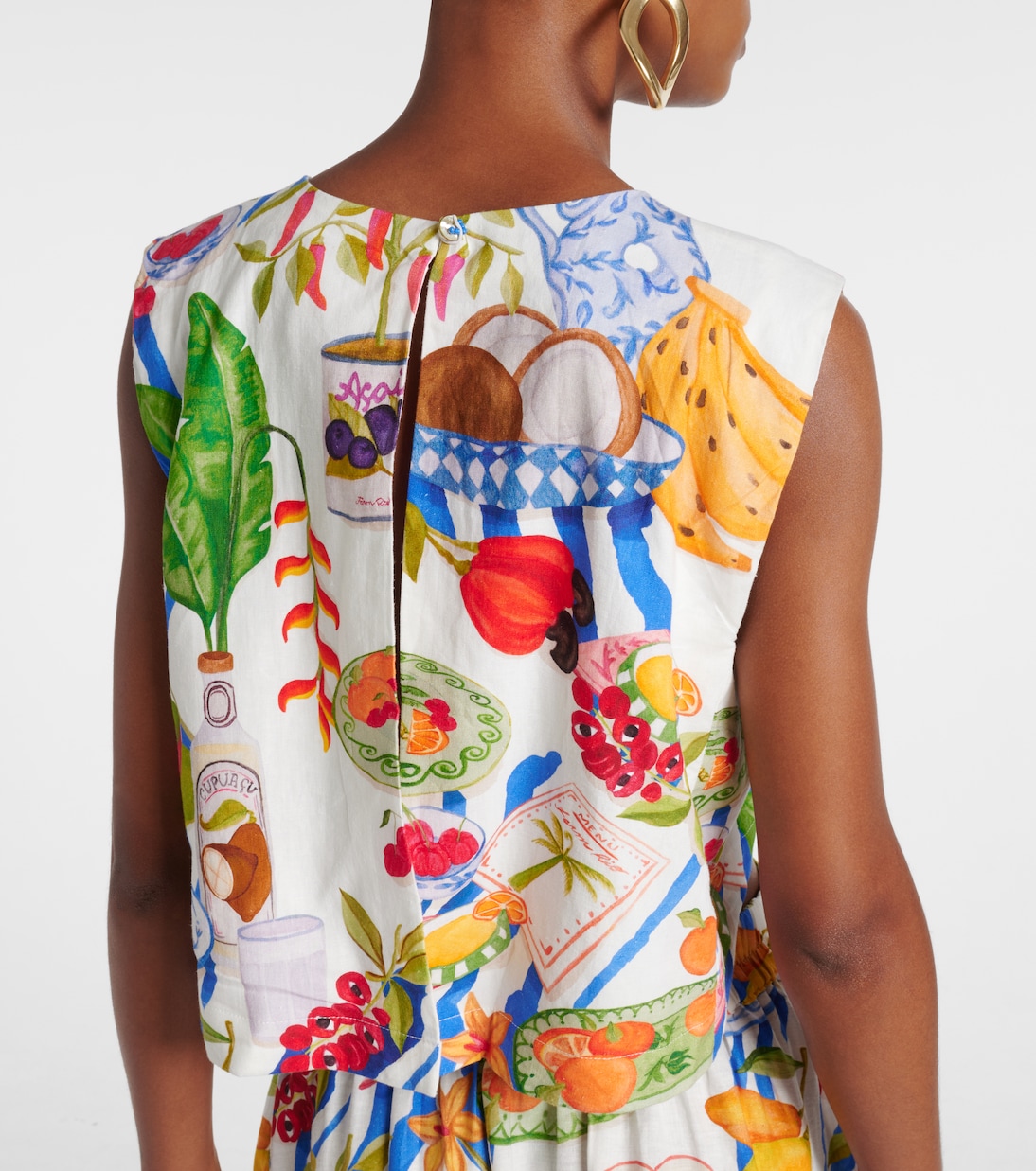 Printed linen-blend crop top | Farm Rio