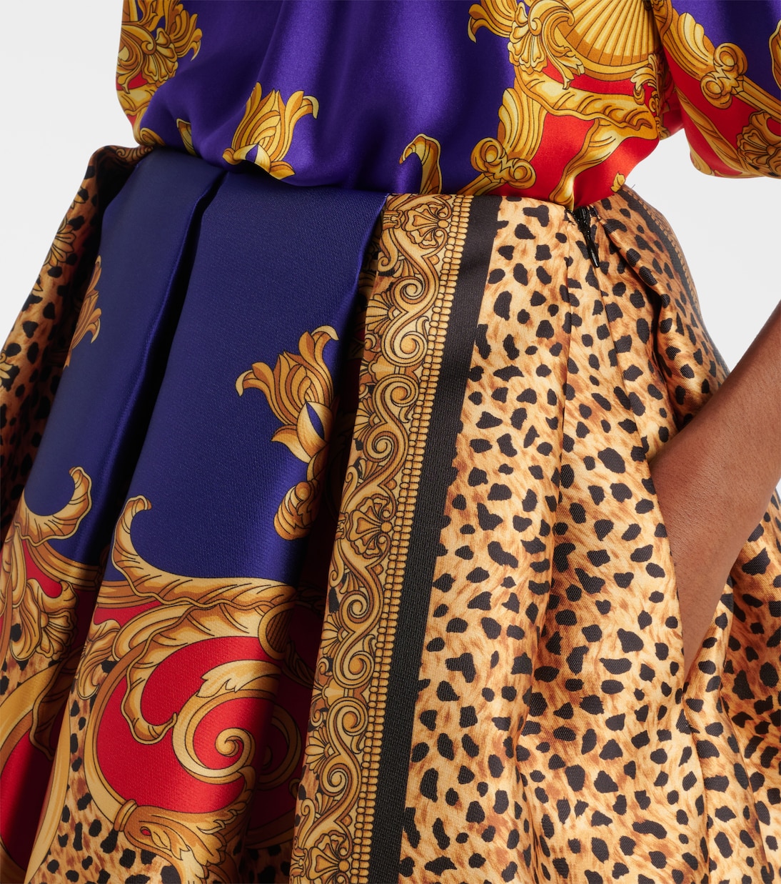 Pleated printed satin miniskirt | Versace