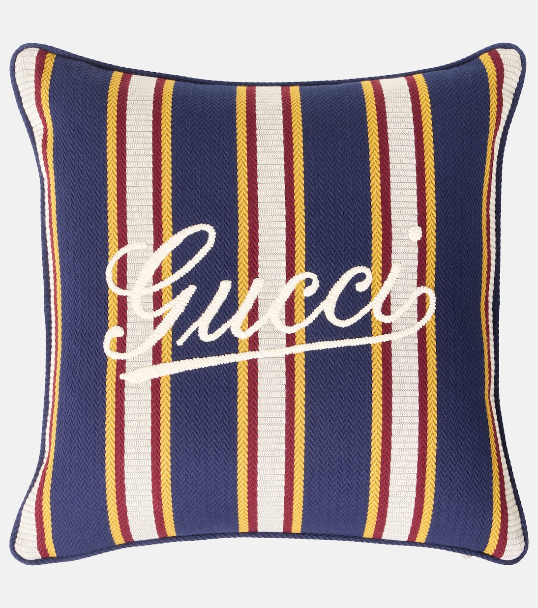 Cuscino in cotone a righe con logo | Gucci