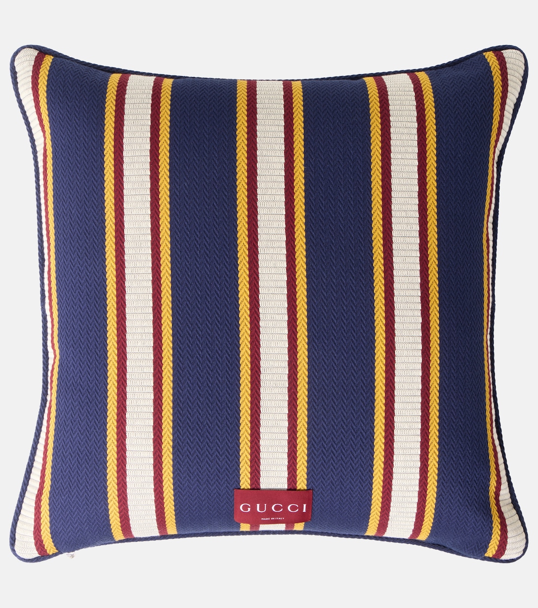 Cuscino in cotone a righe con logo | Gucci