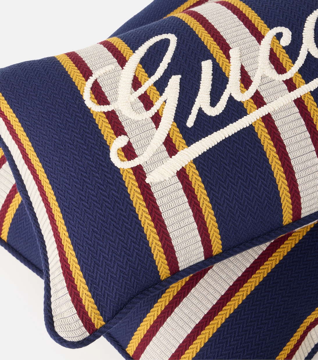 Cuscino in cotone a righe con logo | Gucci