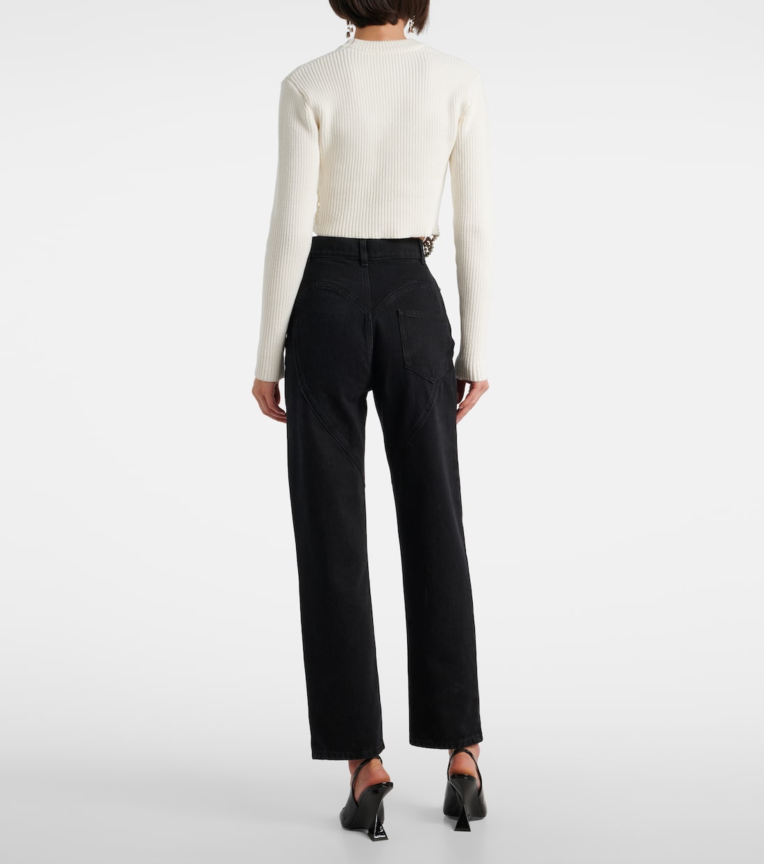 Crystal-embellished wide-leg jeans | Area