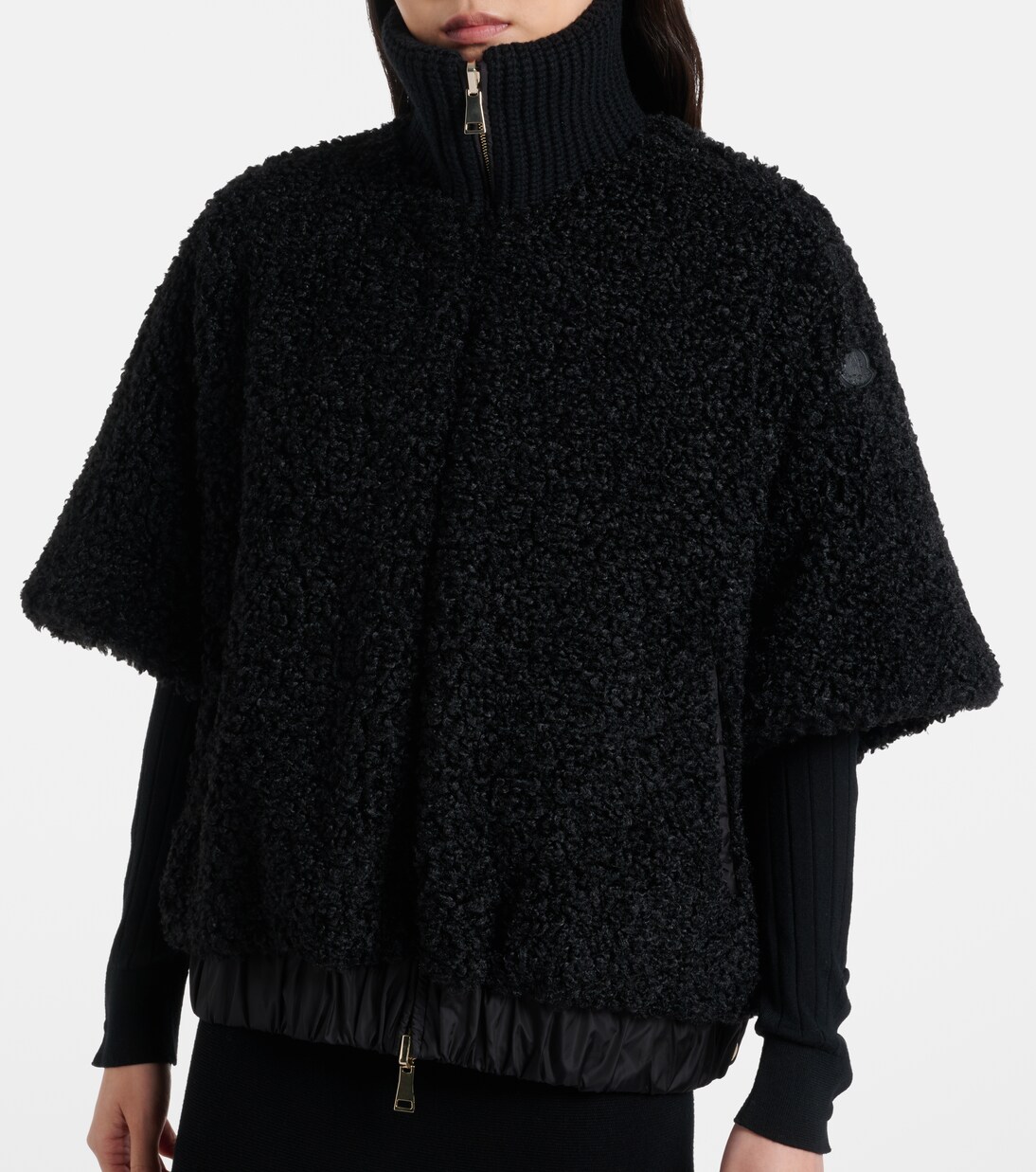 Reversible leather-trimmed cape | Moncler