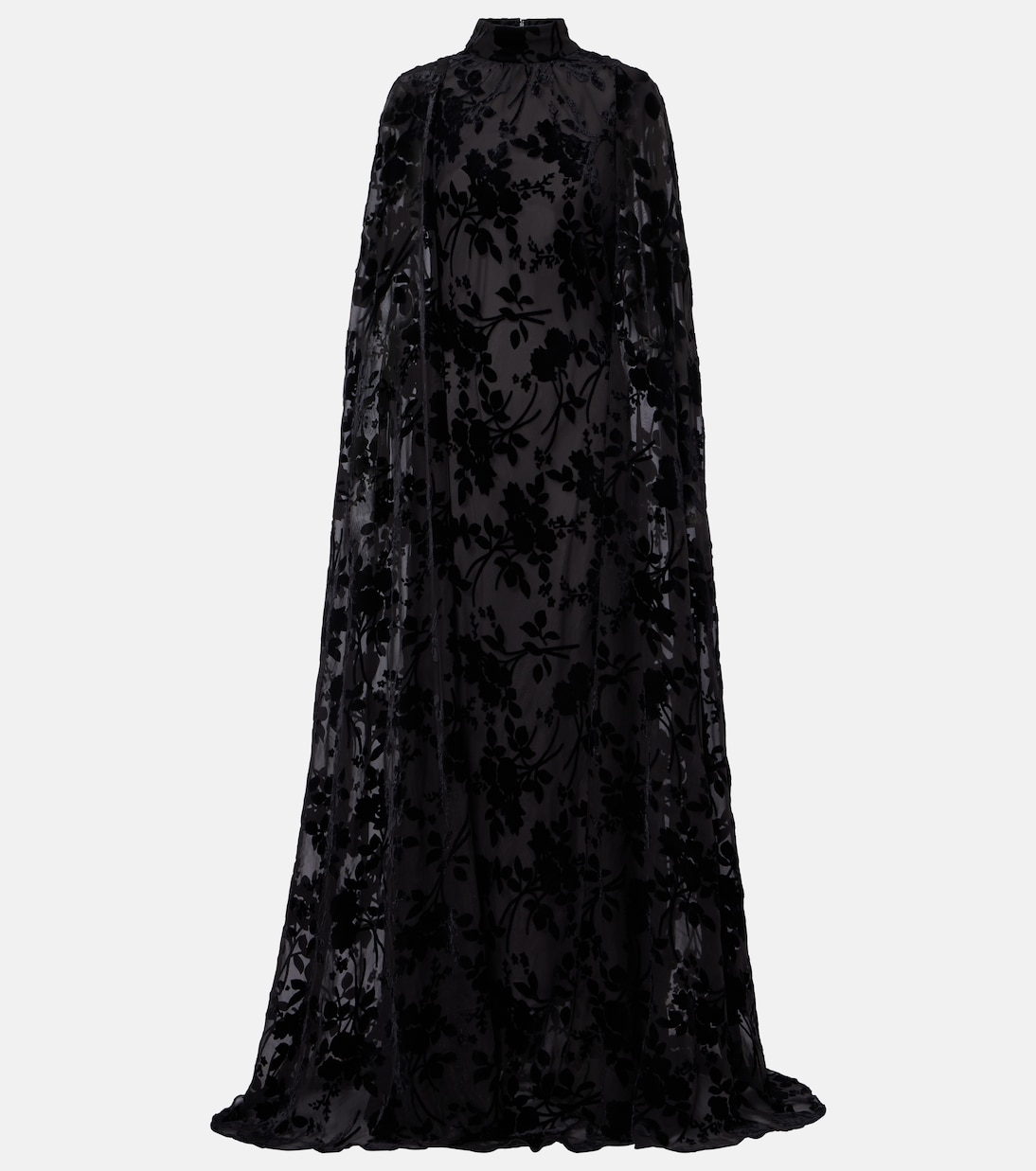 Caped floral velvet devoré gown | Rodarte