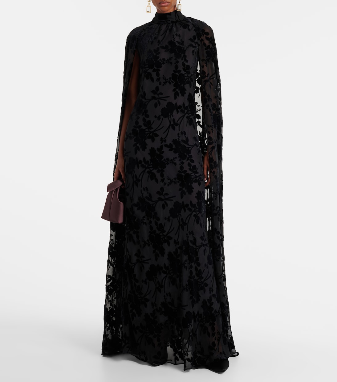 Caped floral velvet devoré gown | Rodarte