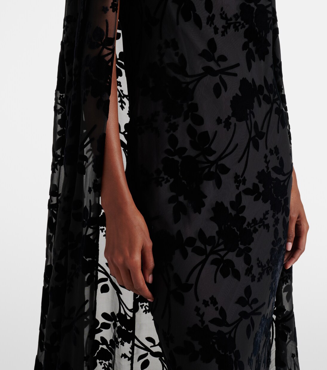 Caped floral velvet devoré gown | Rodarte