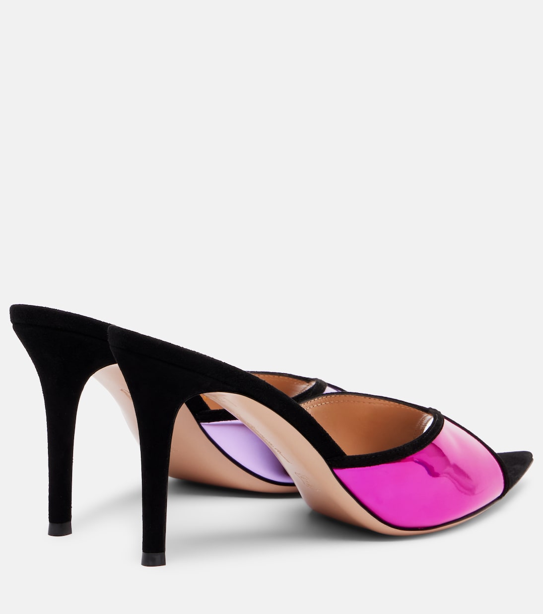 85 suede-trimmed metallic leather mules | Gianvito Rossi