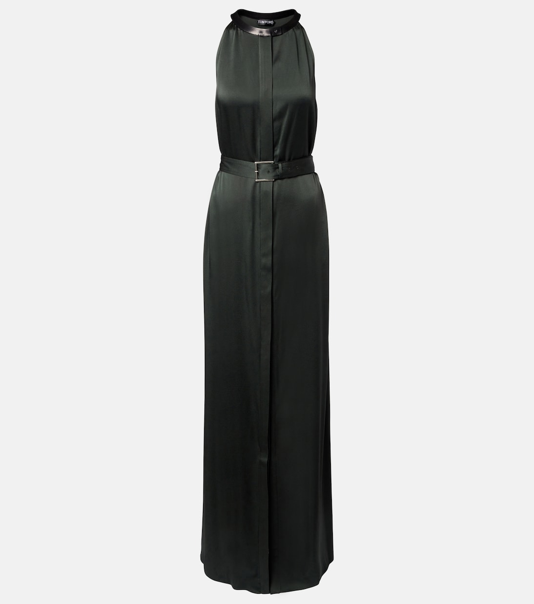 Belted satin crêpe halterneck gown | Tom Ford