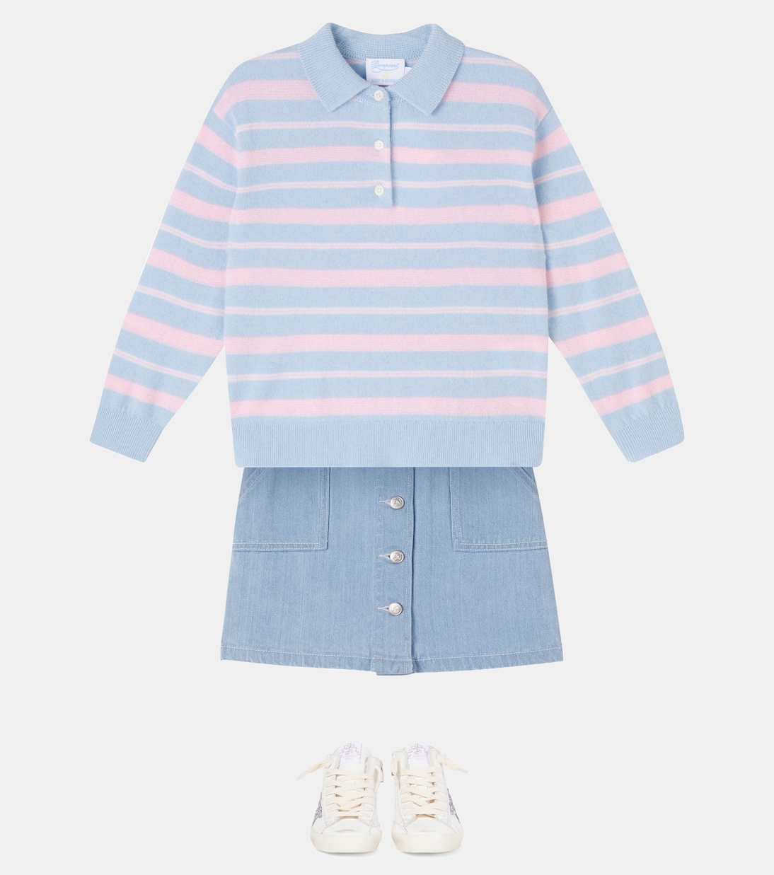 x Guest in Residence Louie striped cashmere polo sweater | Bonpoint