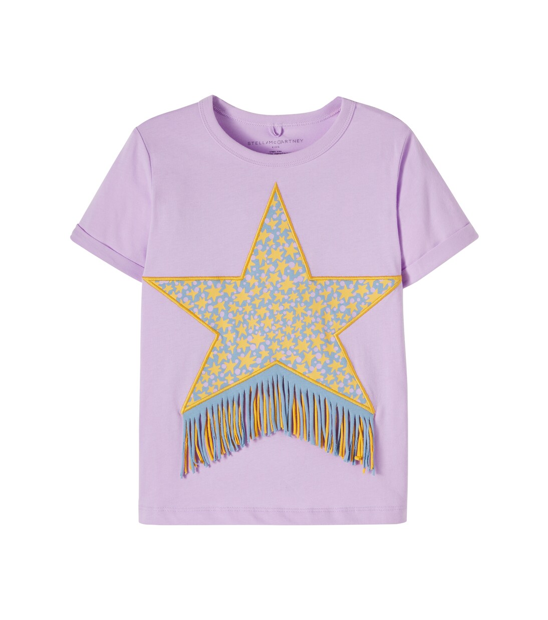 Camiseta de jersey de algodón estampada con flecos | Stella McCartney Kids