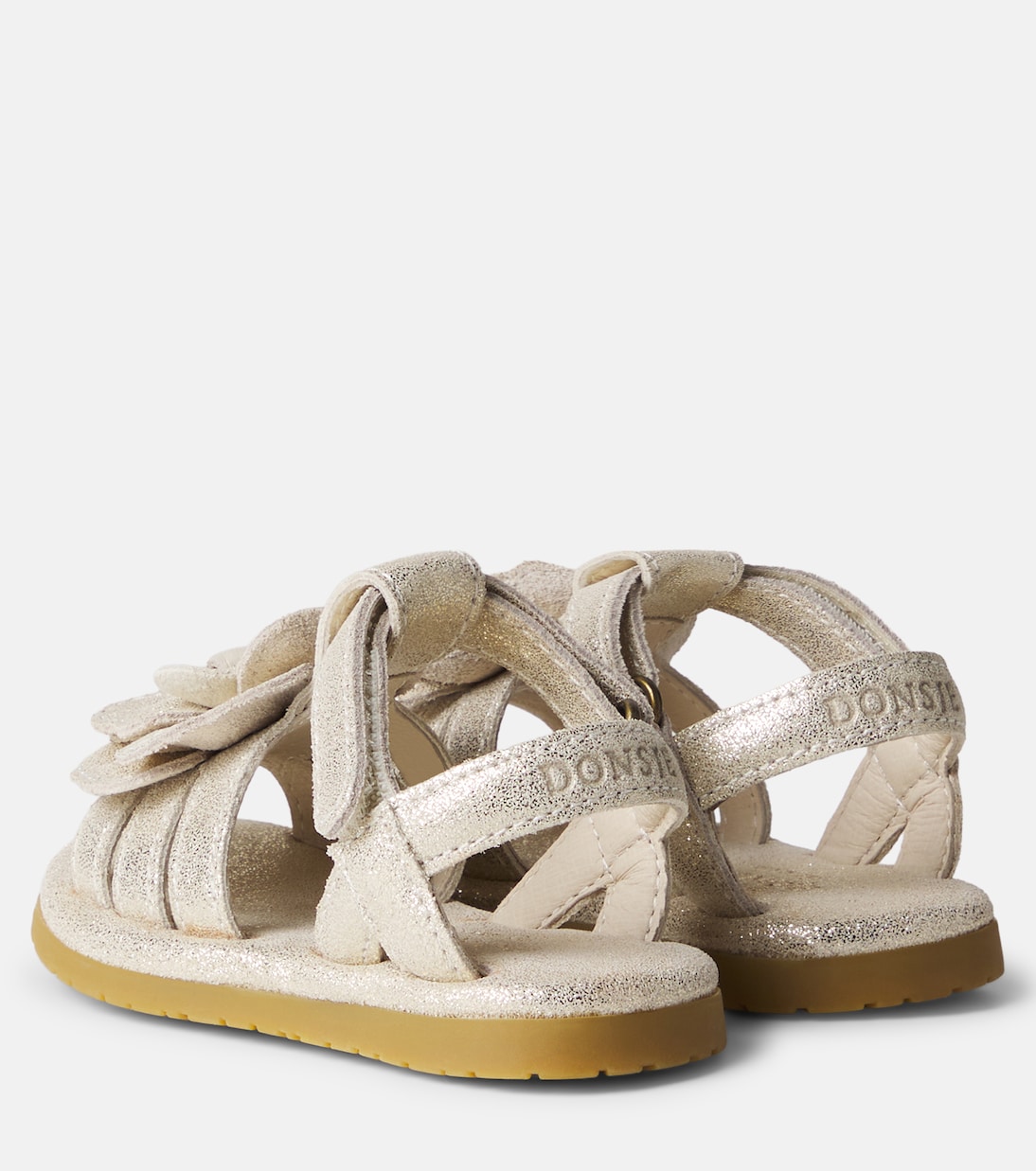 Baby Jiles floral-appliqué metallic leather sandals | Donsje