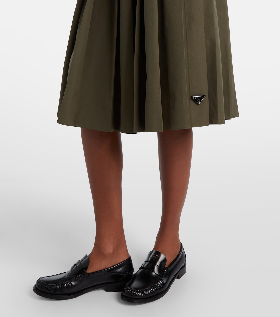 Pleated poplin midi skirt | Prada