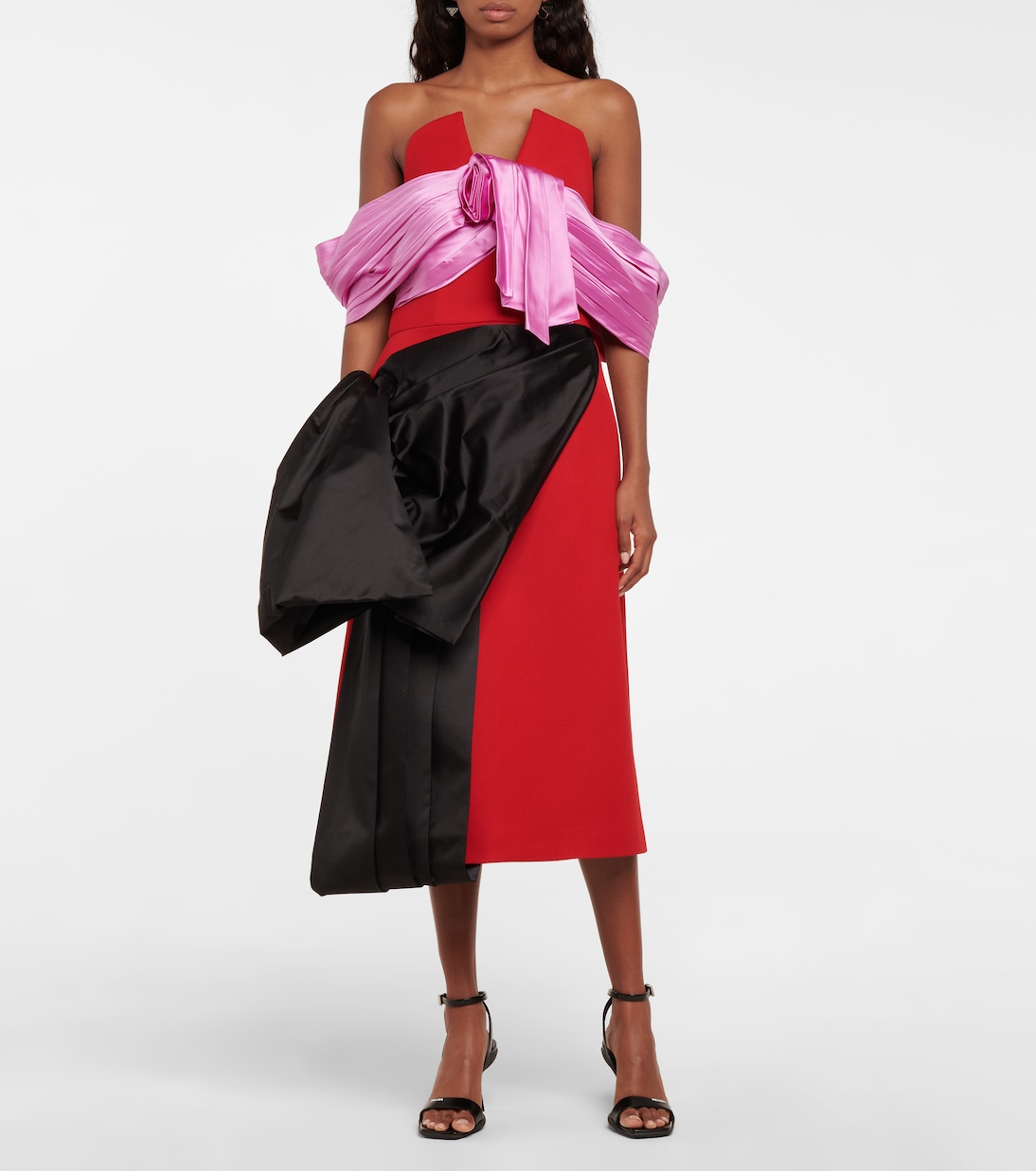 Vestido de lana y seda asimétrico | Prada