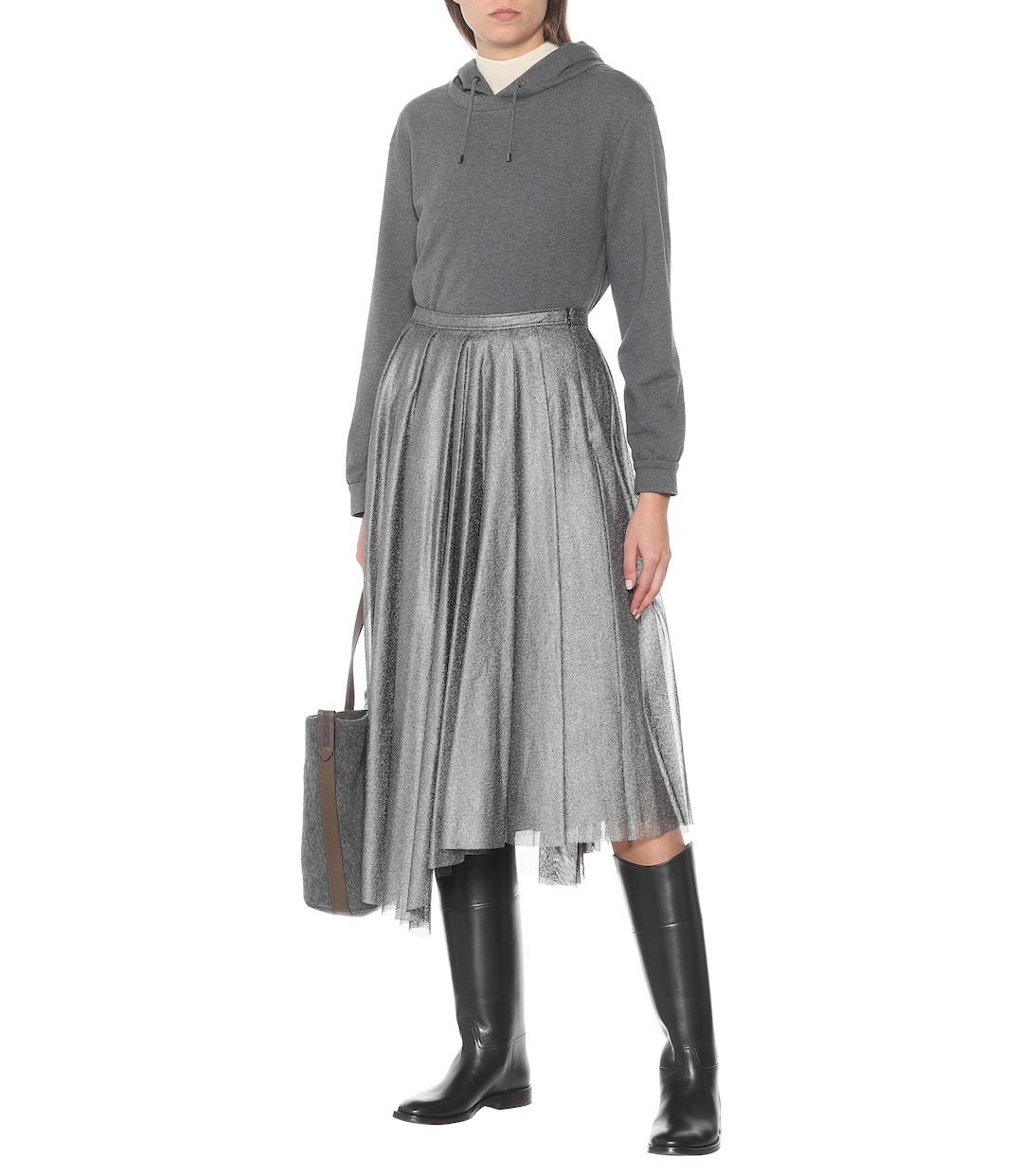 Jupe midi en coton mélangé | Brunello Cucinelli