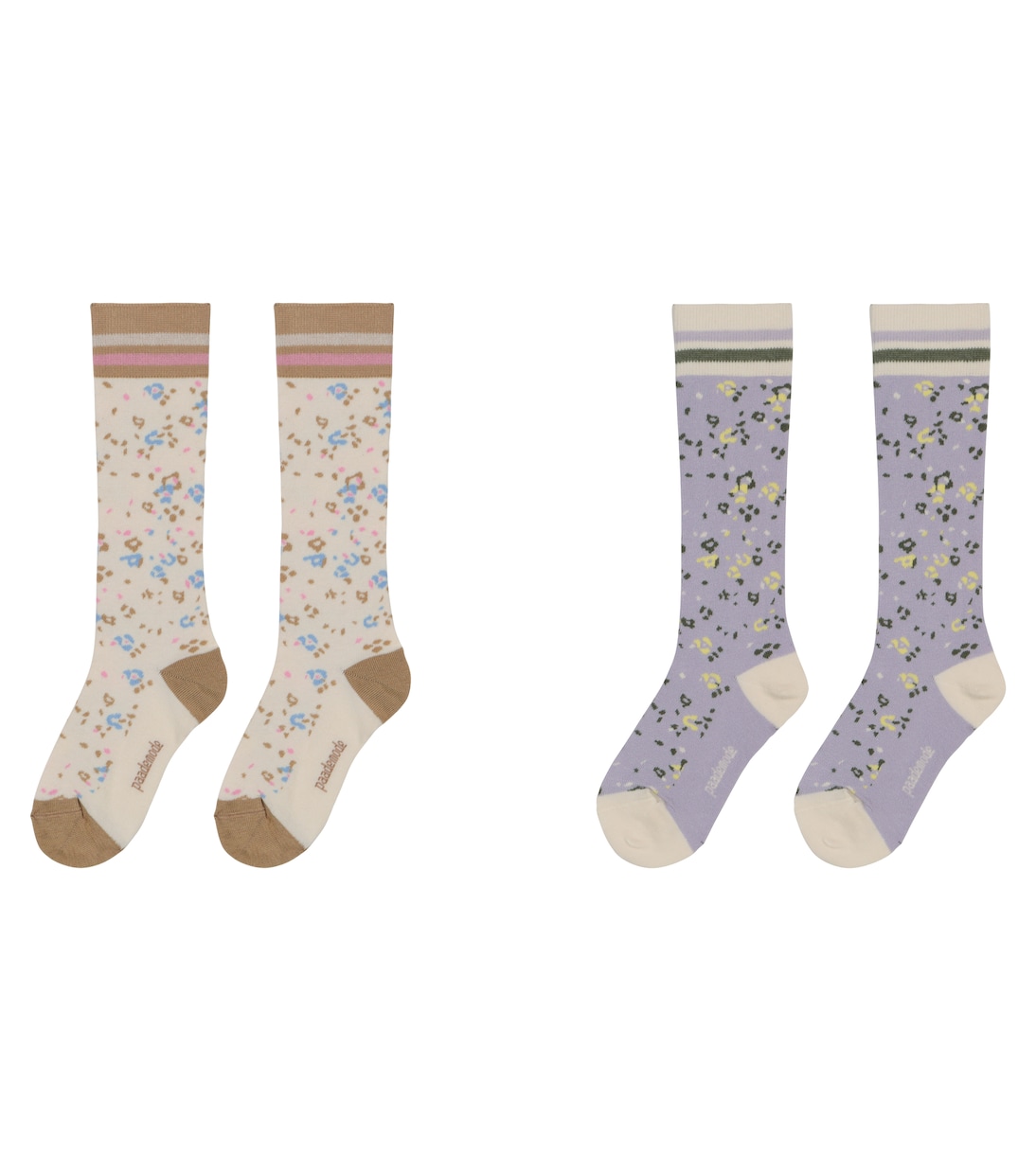 2 paires de chaussettes en coton mélangé à fleurs | Paade Mode