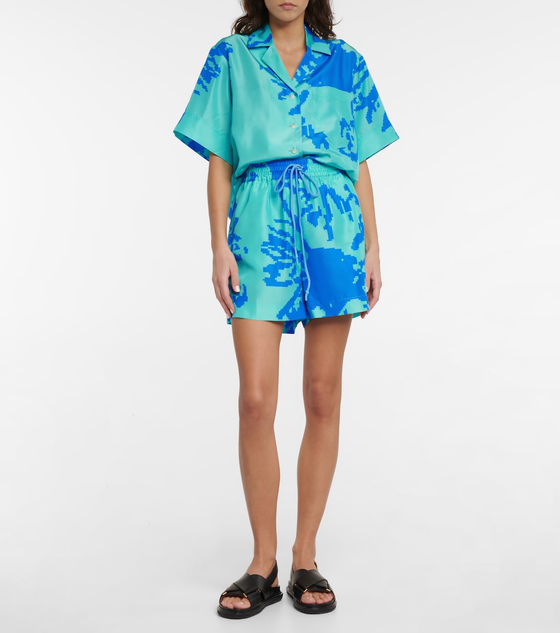 Shorts Pixel in seta con stampa | Lee Mathews