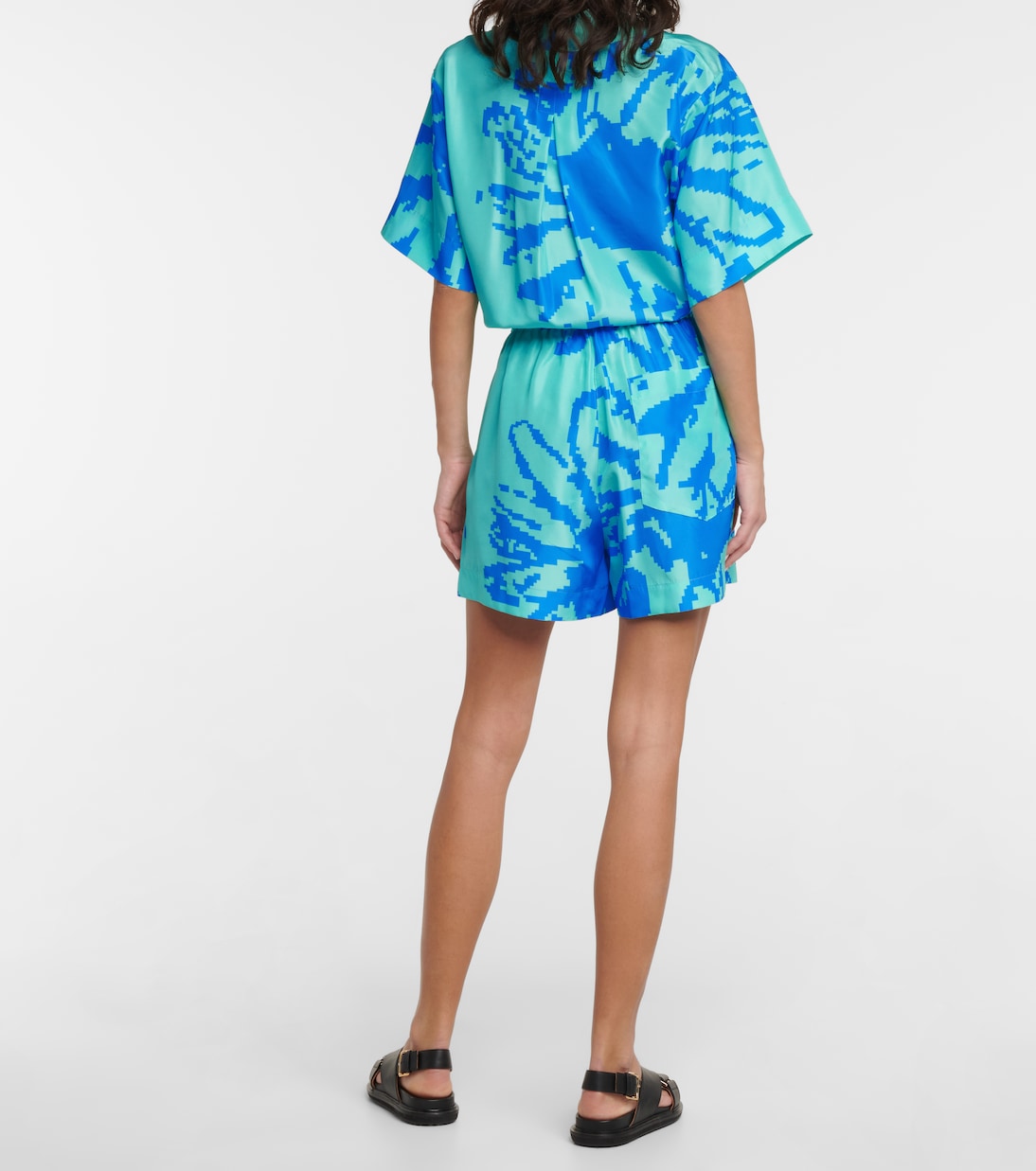 Shorts Pixel in seta con stampa | Lee Mathews