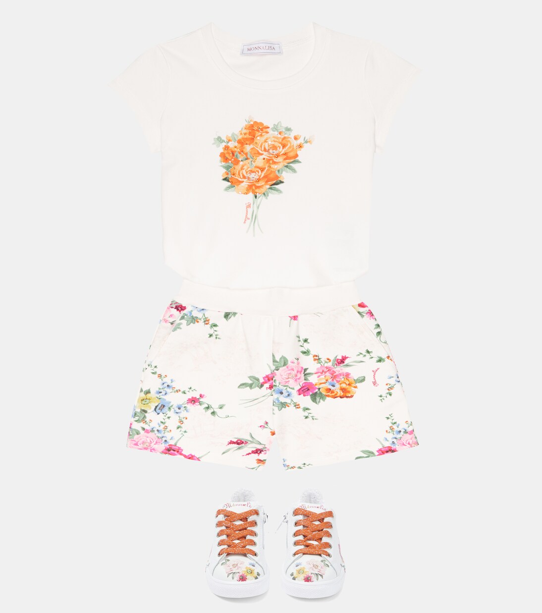 T-shirt en coton mélangé à fleurs | Monnalisa