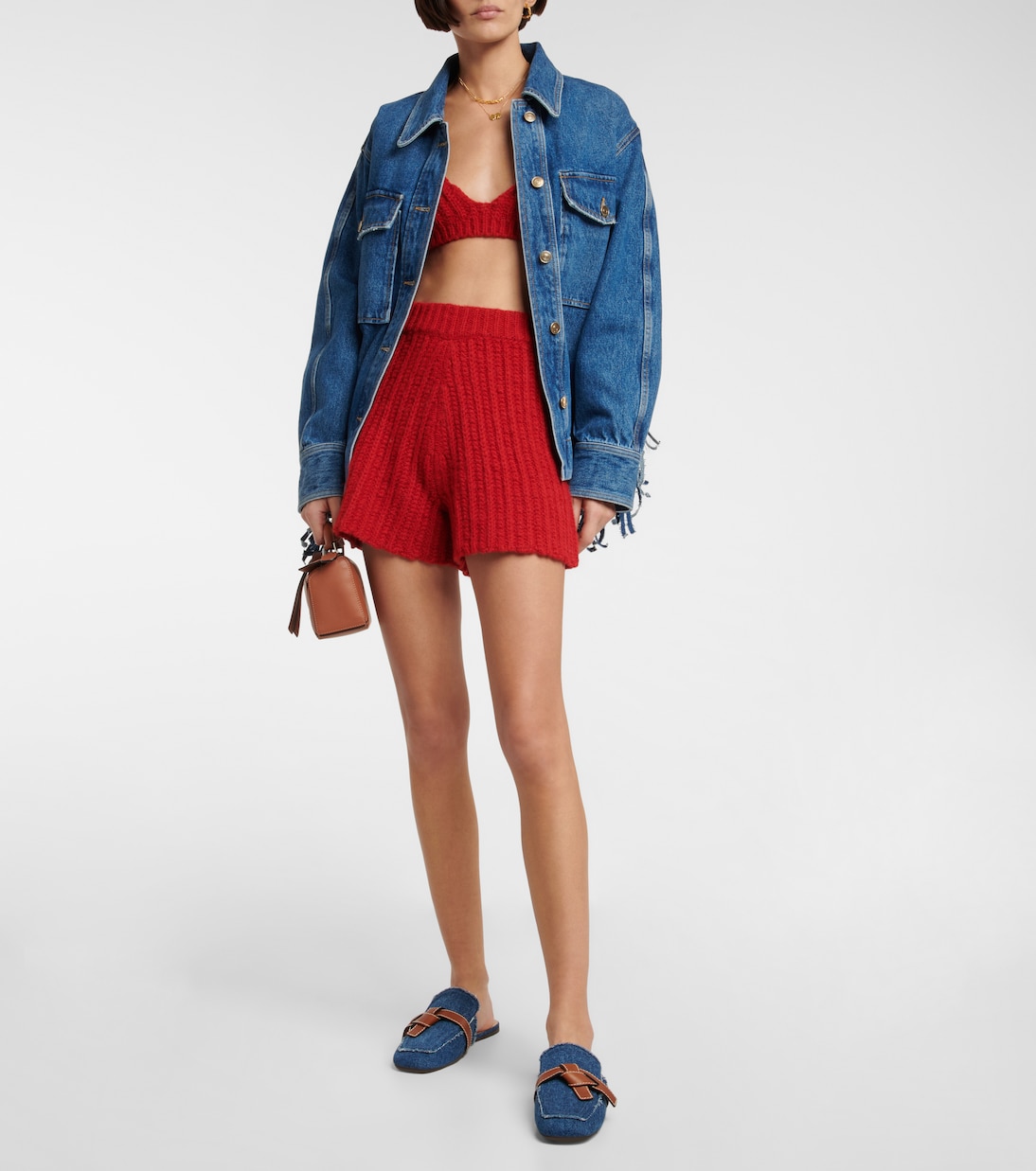 Shorts in maglia a coste di misto alpaca | Alanui