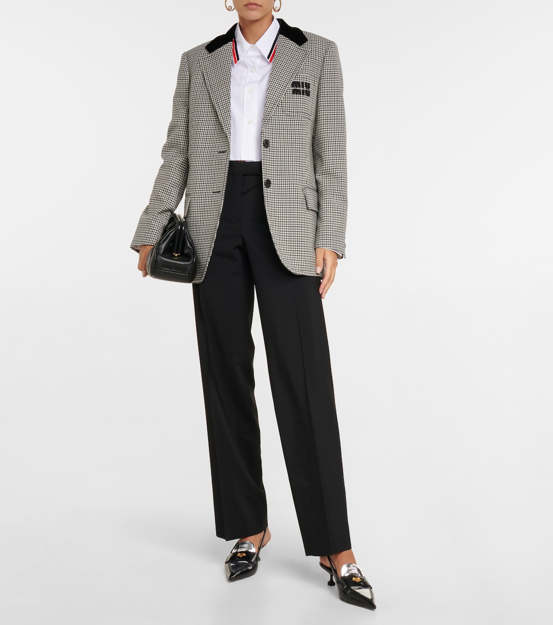 Pantaloni Dritti in Tessuto Misto Lana Miu Miu per Giovani Stilisti