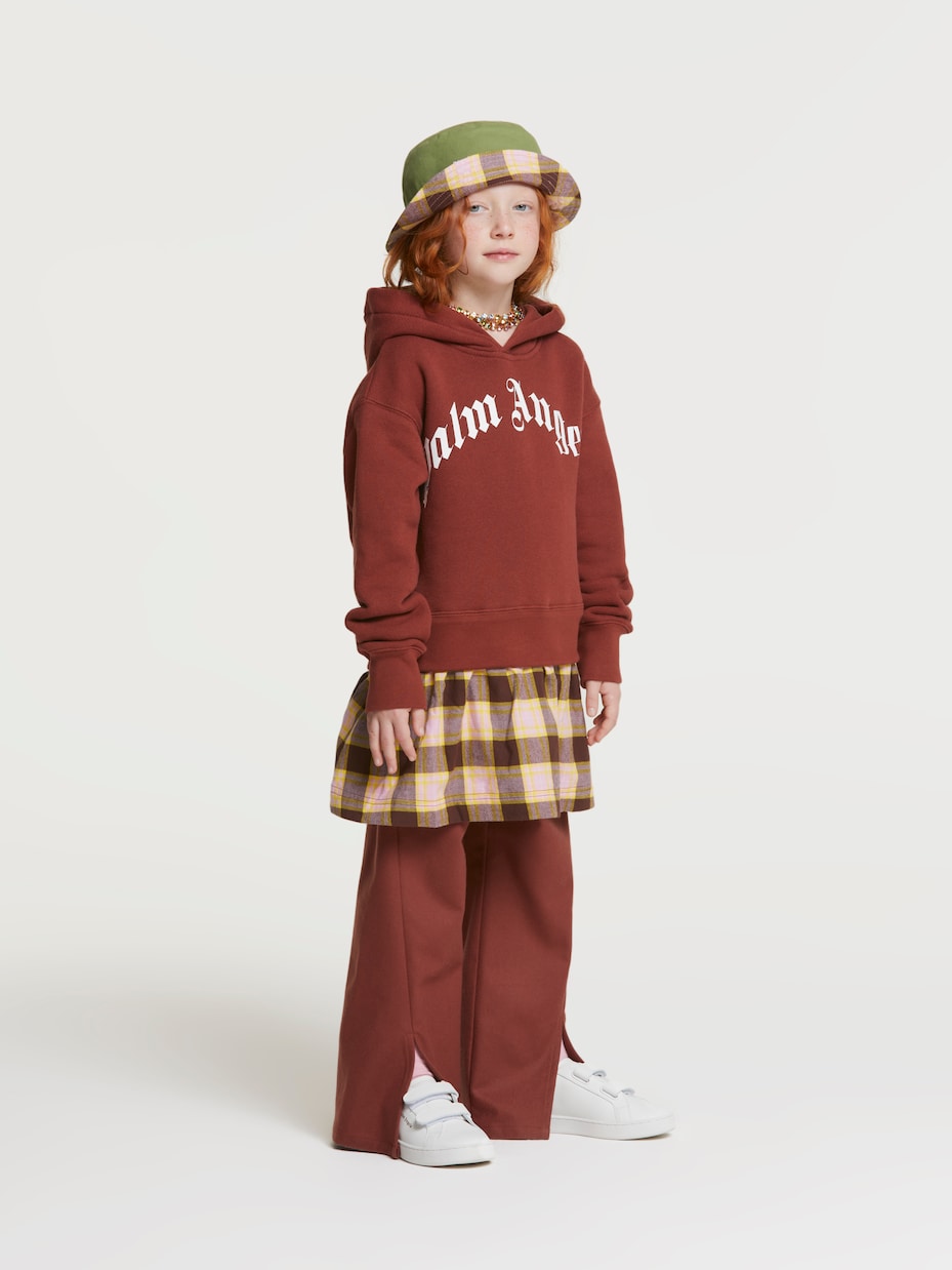 Abito in cotone a quadri con cappuccio | Palm Angels Kids