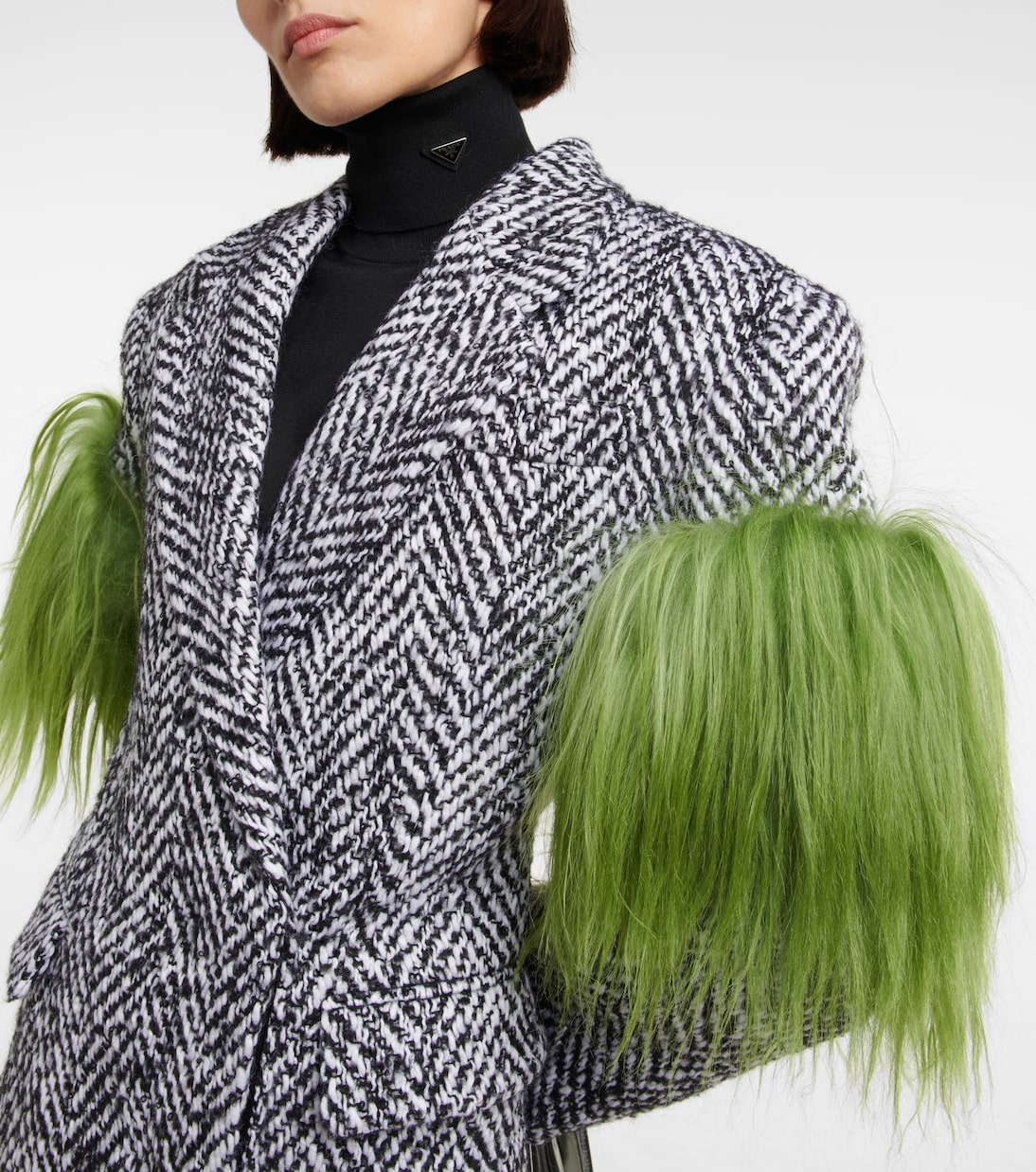 Abrigo de tweed con borrego | Prada