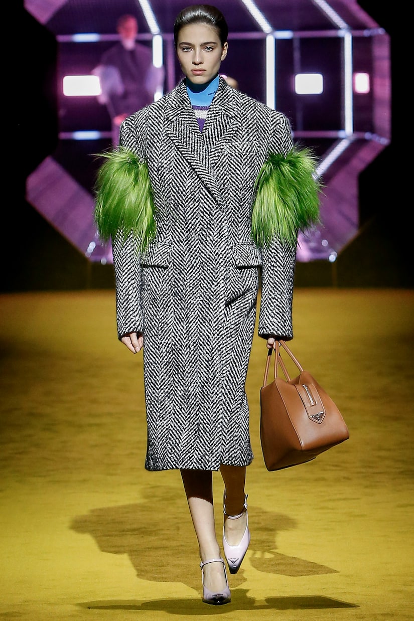 Abrigo de tweed con borrego | Prada