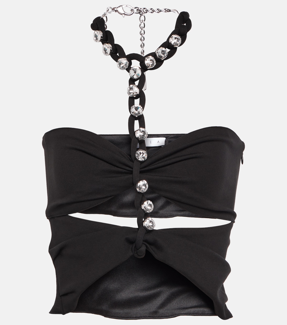 Chain-link embellished halter top in black - Area | Mytheresa