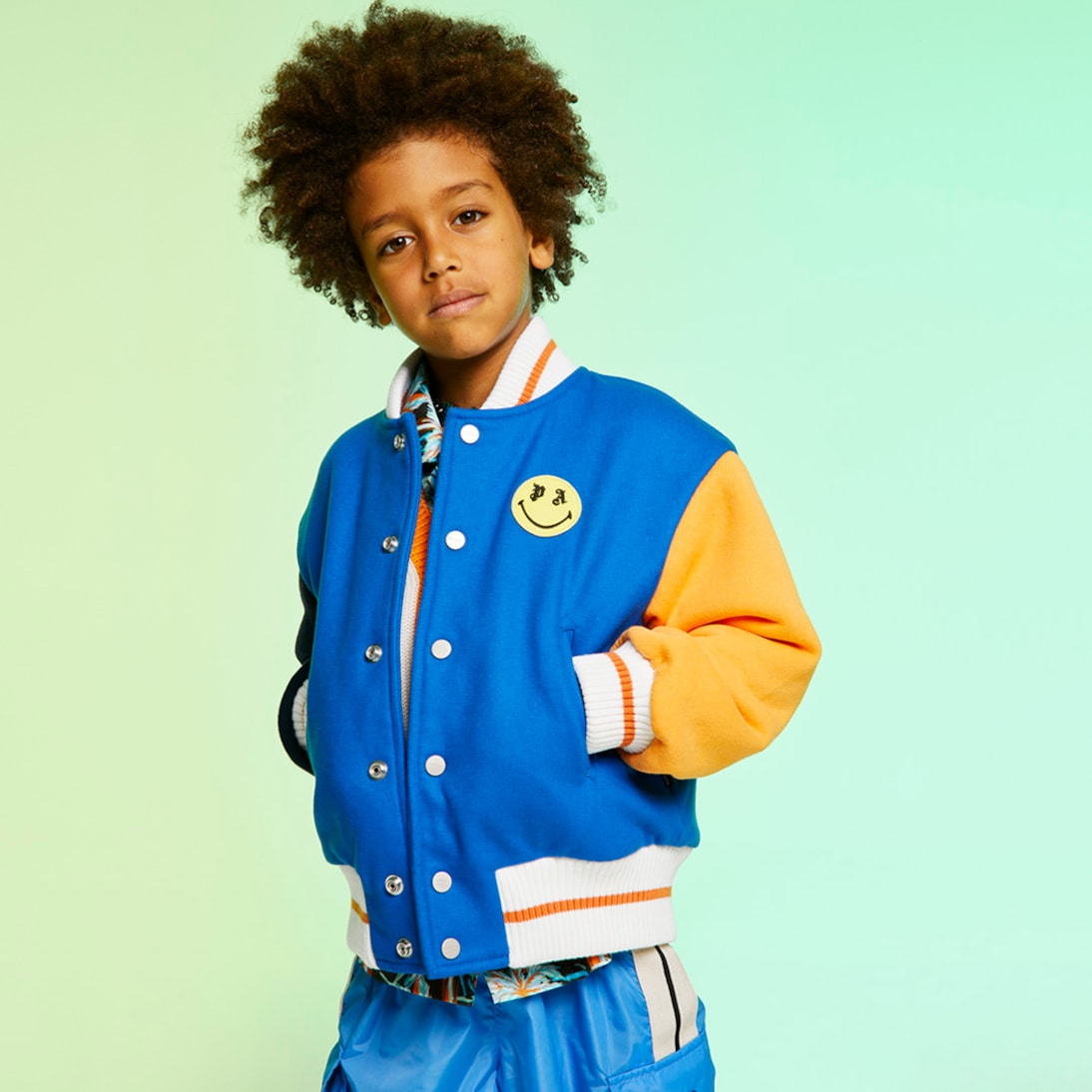 Colorblocked wool-blend varsity jacket | Palm Angels Kids