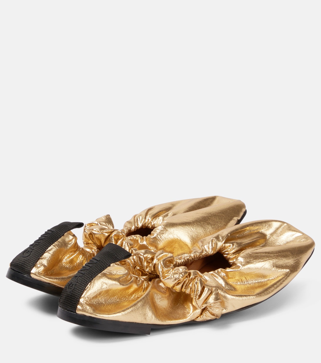 Scrunchie metallic ballet flats | Ganni