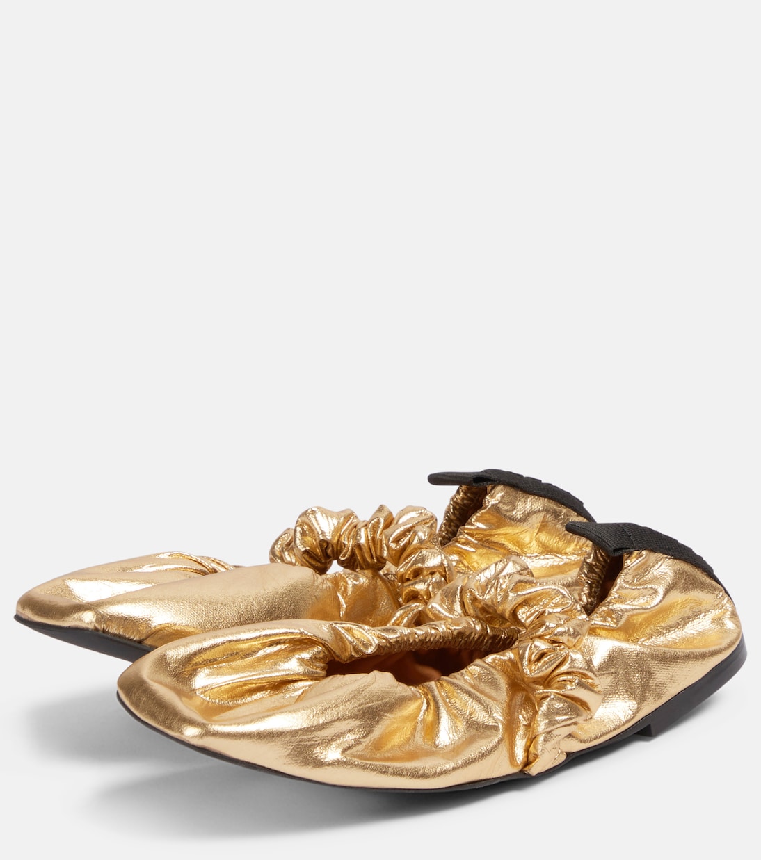 Scrunchie metallic ballet flats | Ganni