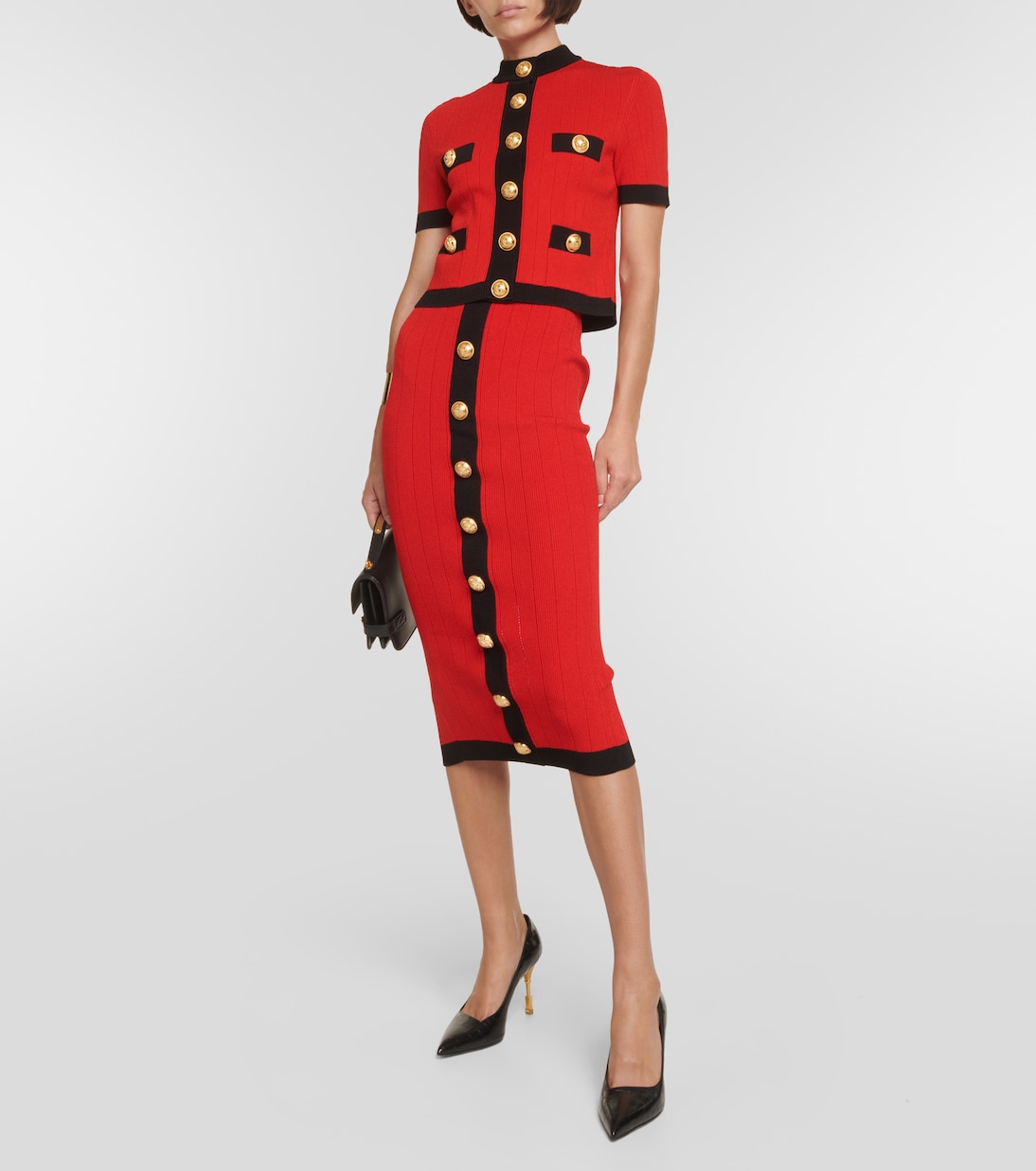 Falda midi de punto acanalado | Balmain