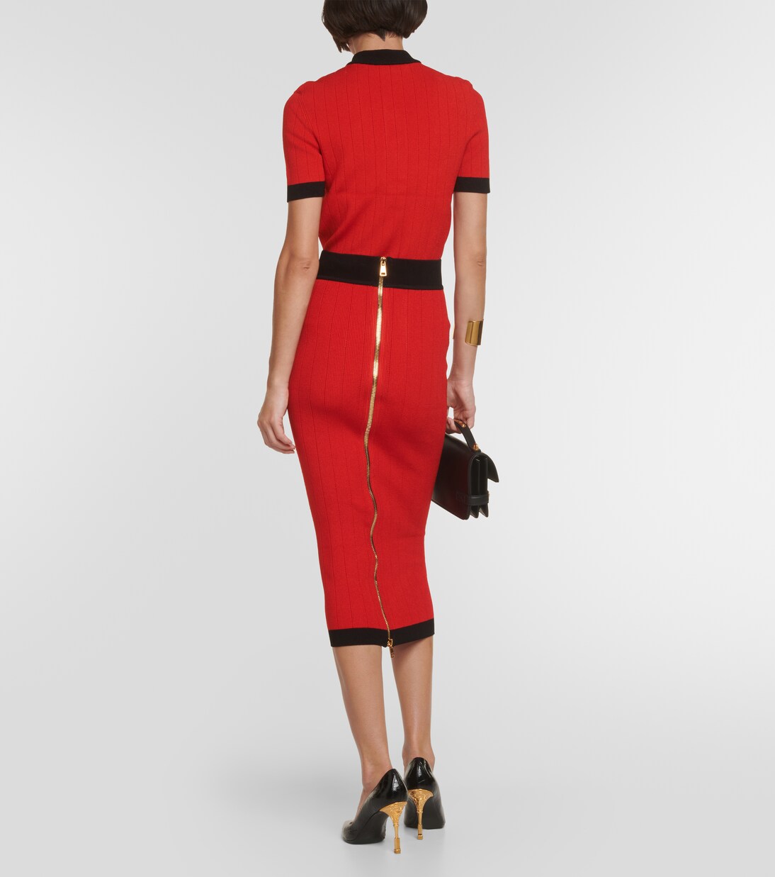 Falda midi de punto acanalado | Balmain