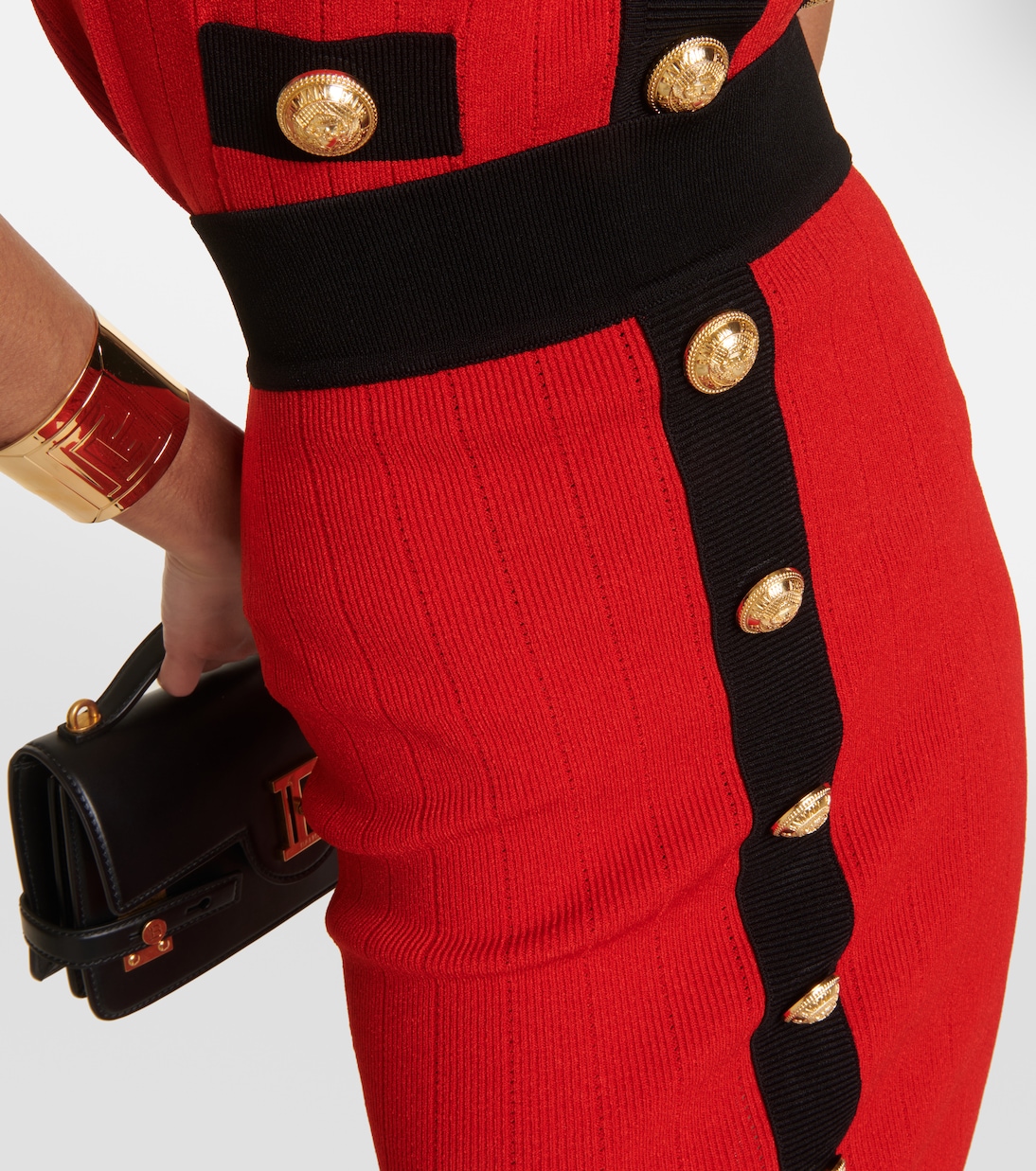 Falda midi de punto acanalado | Balmain