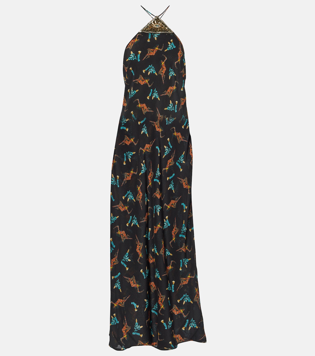 Printed halterneck silk maxi dress | Rixo