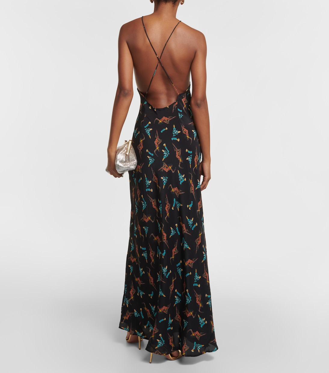 Printed halterneck silk maxi dress | Rixo