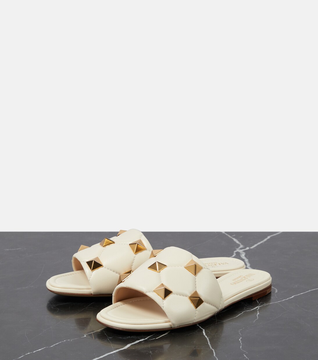 Roman Stud leather sandals in white Valentino Garavani Mytheresa