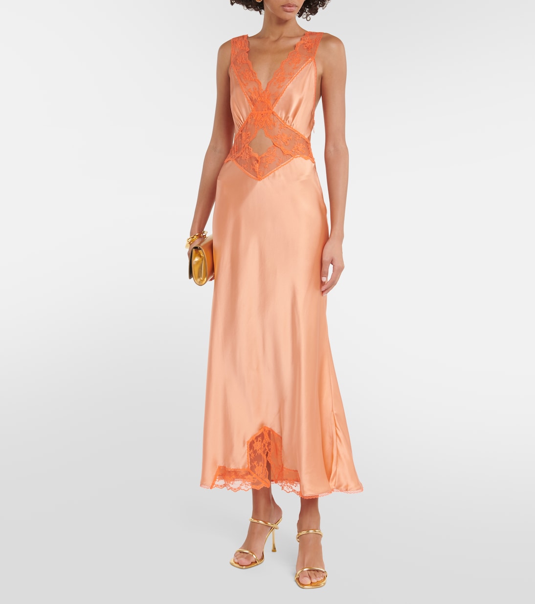 Aries lace-trimmed silk maxi dress | SIR