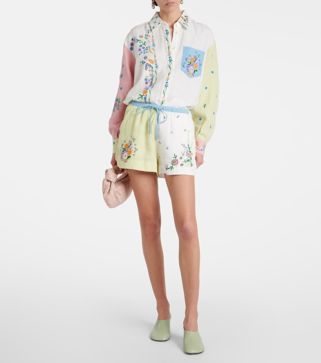 Shorts Willa in lino con ricamo | Alémais