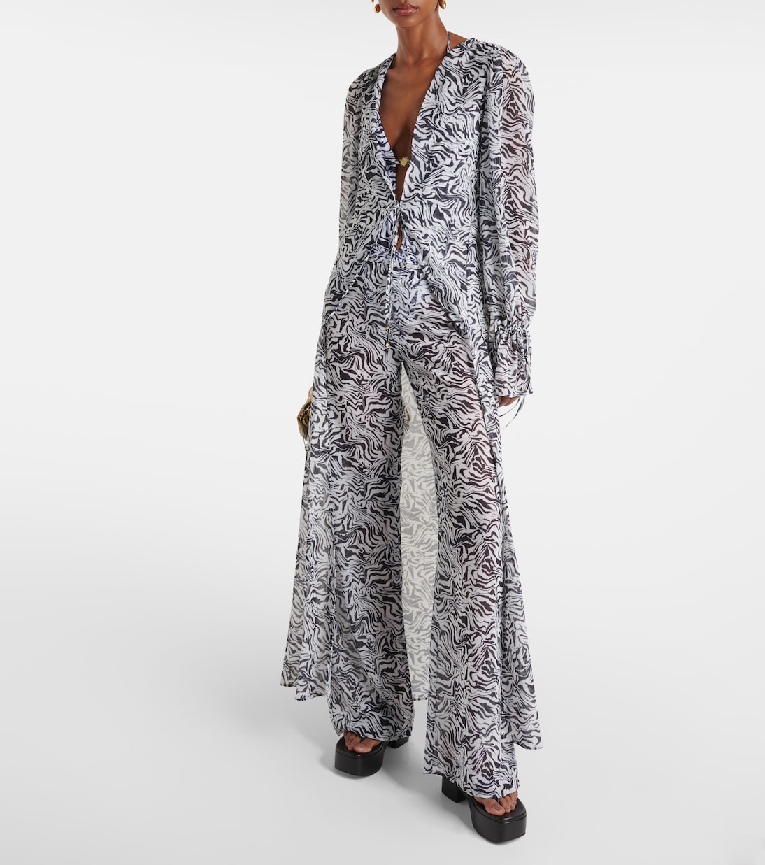 Zebra-print chiffon beach cover-up | Bananhot