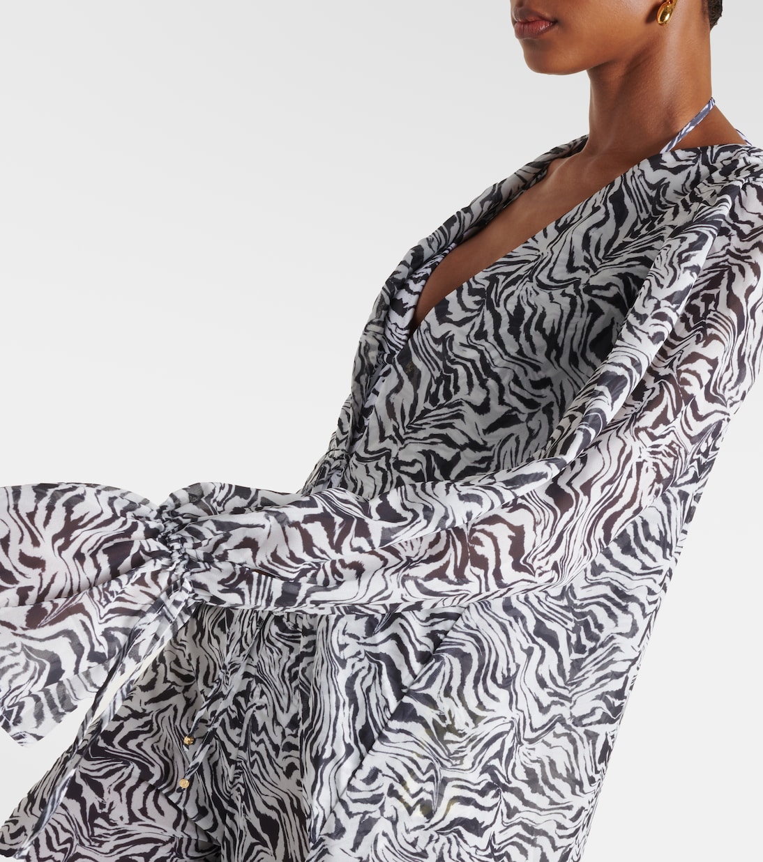 Zebra-print chiffon beach cover-up | Bananhot