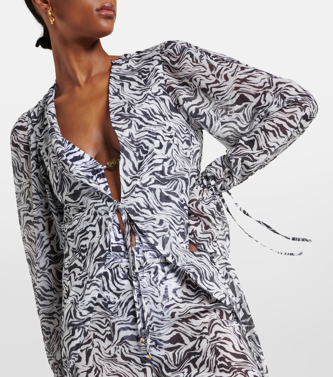 Zebra-print chiffon beach cover-up | Bananhot