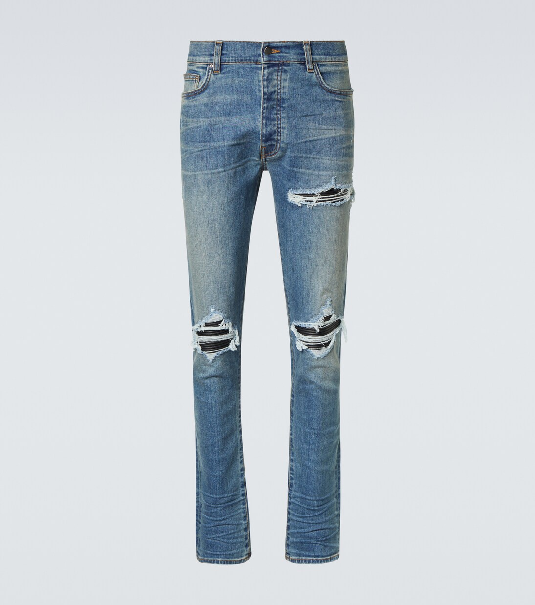 MX1 distressed skinny jeans in blue - Amiri | Mytheresa