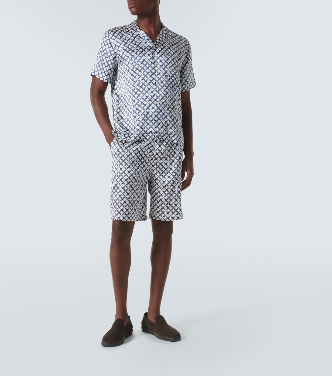 Shorts Palma de mezcla de seda estampada | Frescobol Carioca
