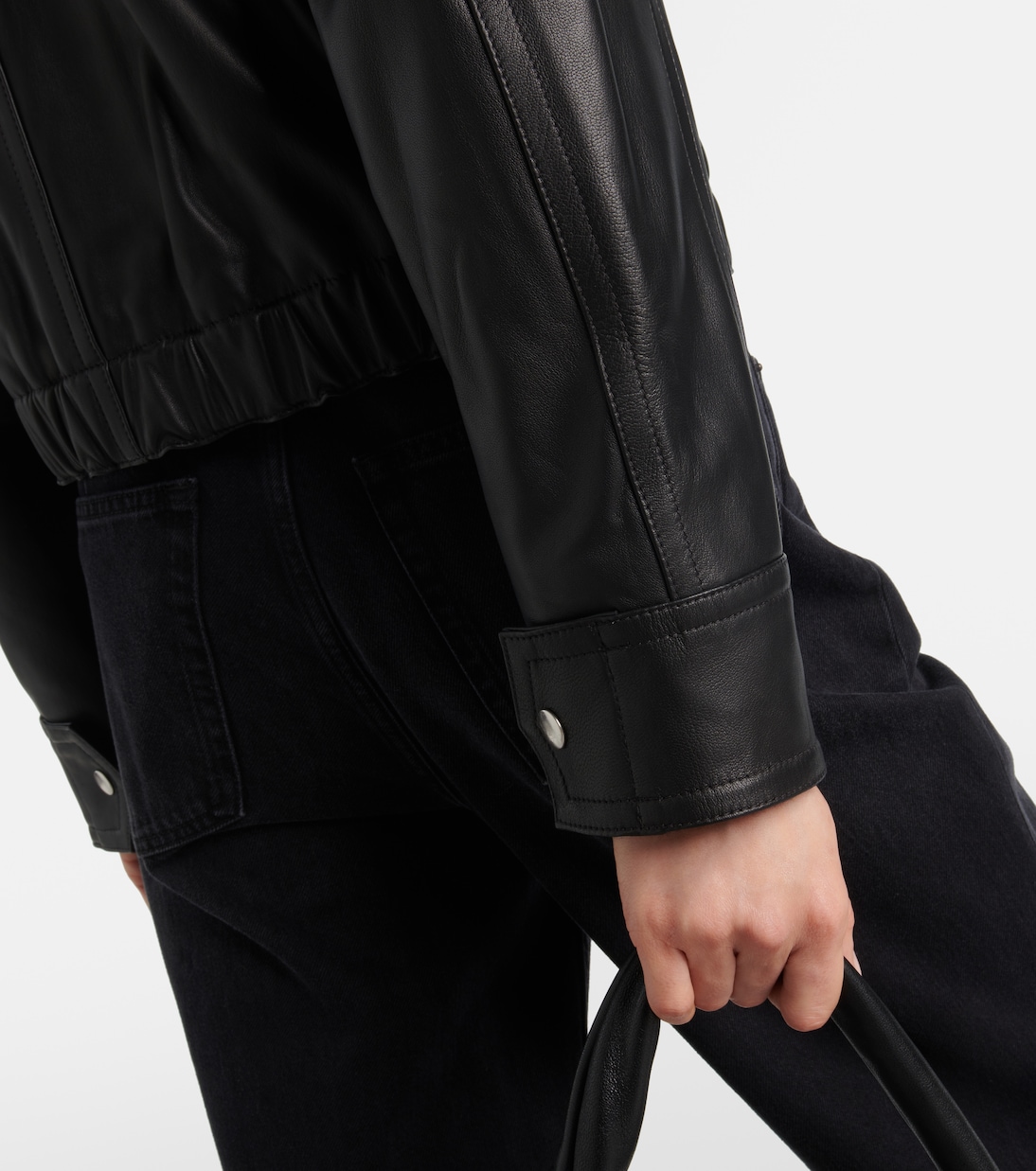 Cropped leather bomber jacket in black Vince Mytheresa