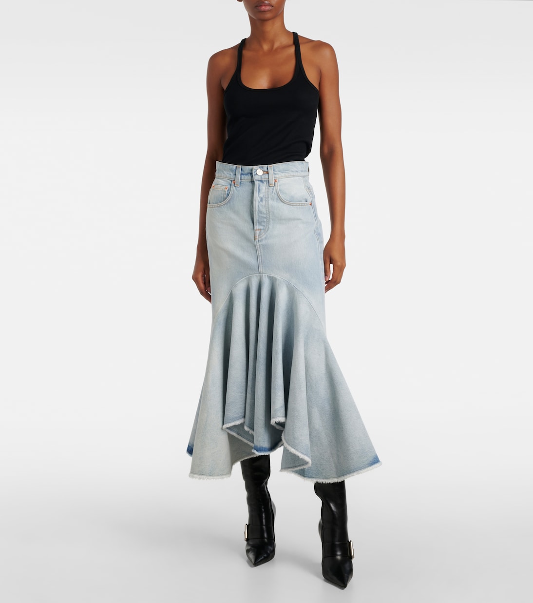 Jupe midi Godet en jean | Vetements