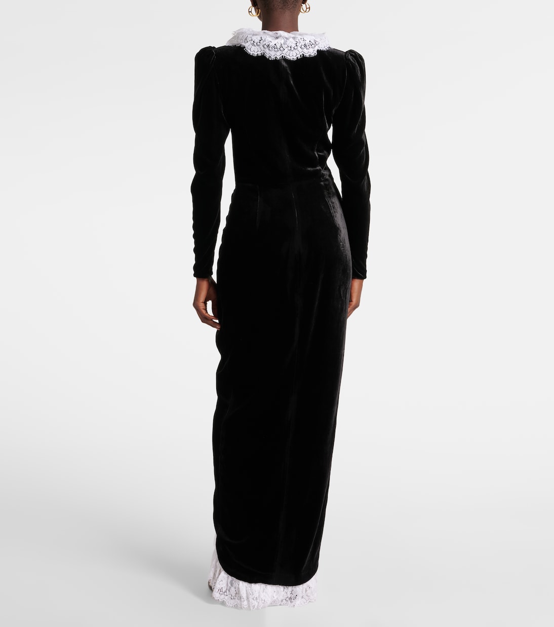 Vestido largo de terciopelo con encaje | Alessandra Rich