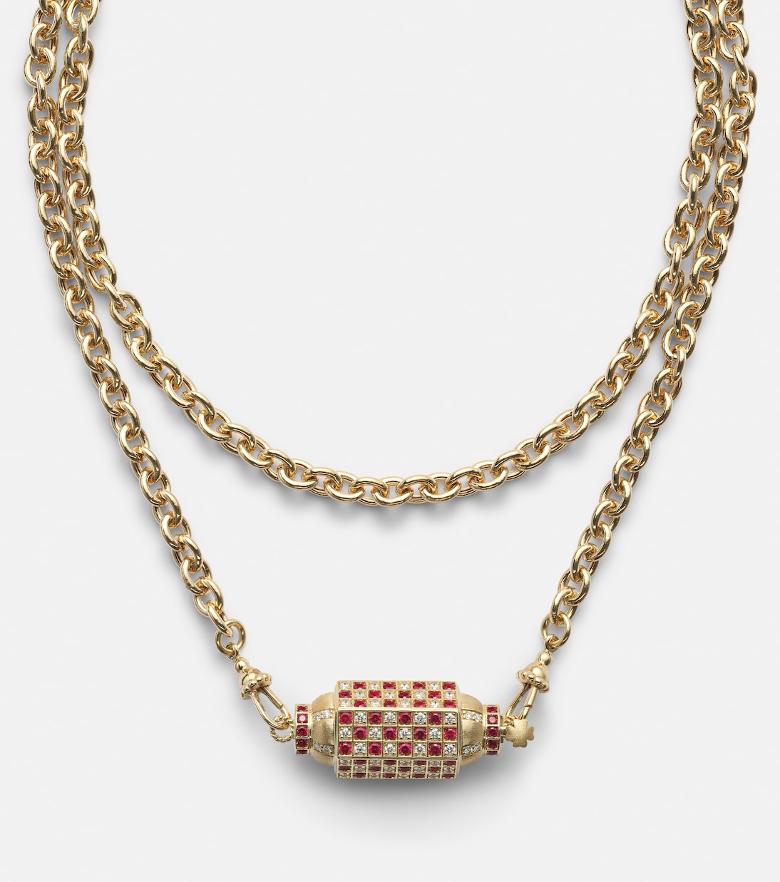 Collier Check en or 18 ct, diamants et rubis | Marie Lichtenberg