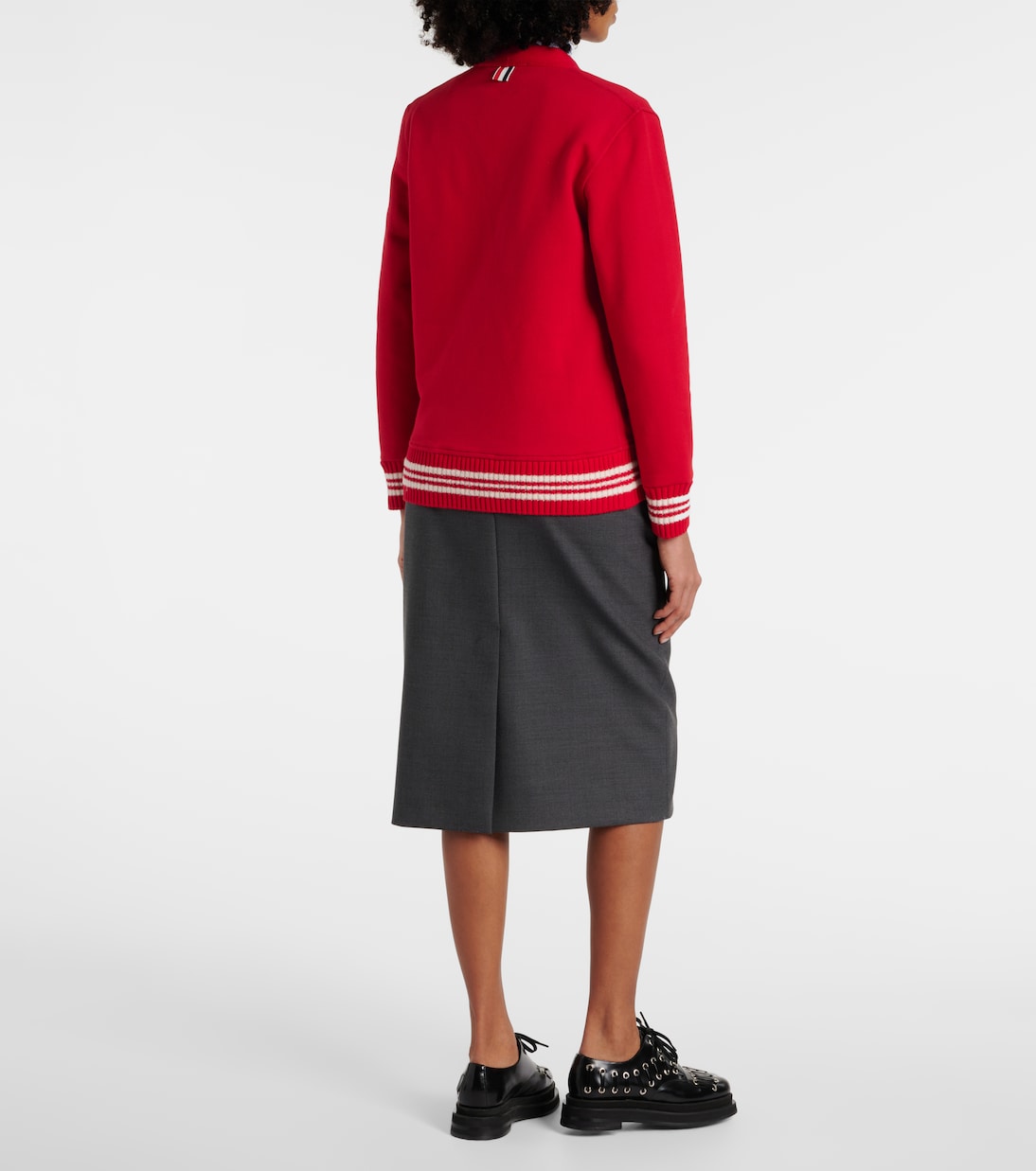 Cardigan 4-Bar in bouclé di cotone | Thom Browne